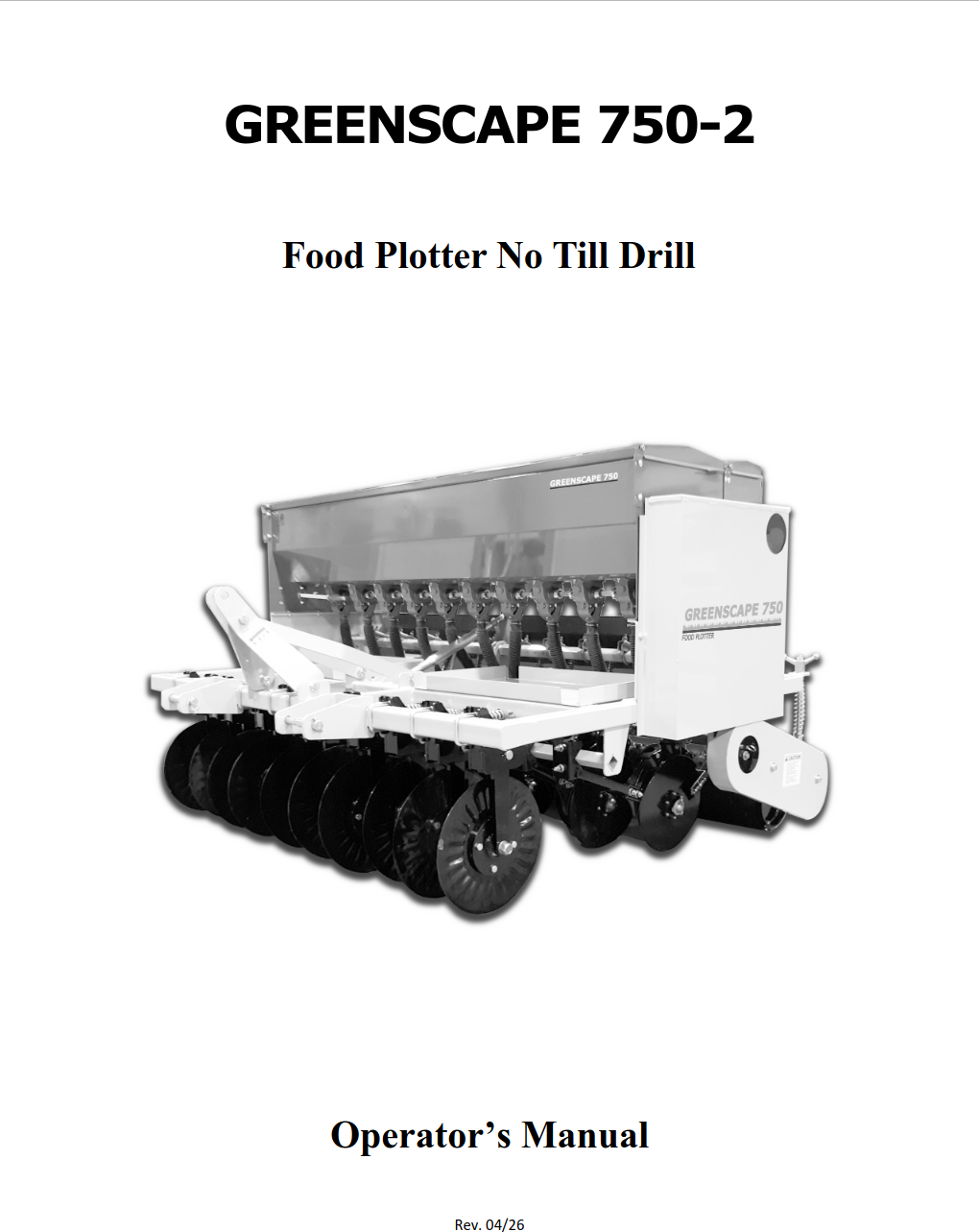 Greenscape 750-2 Food Plotter No Till Drill