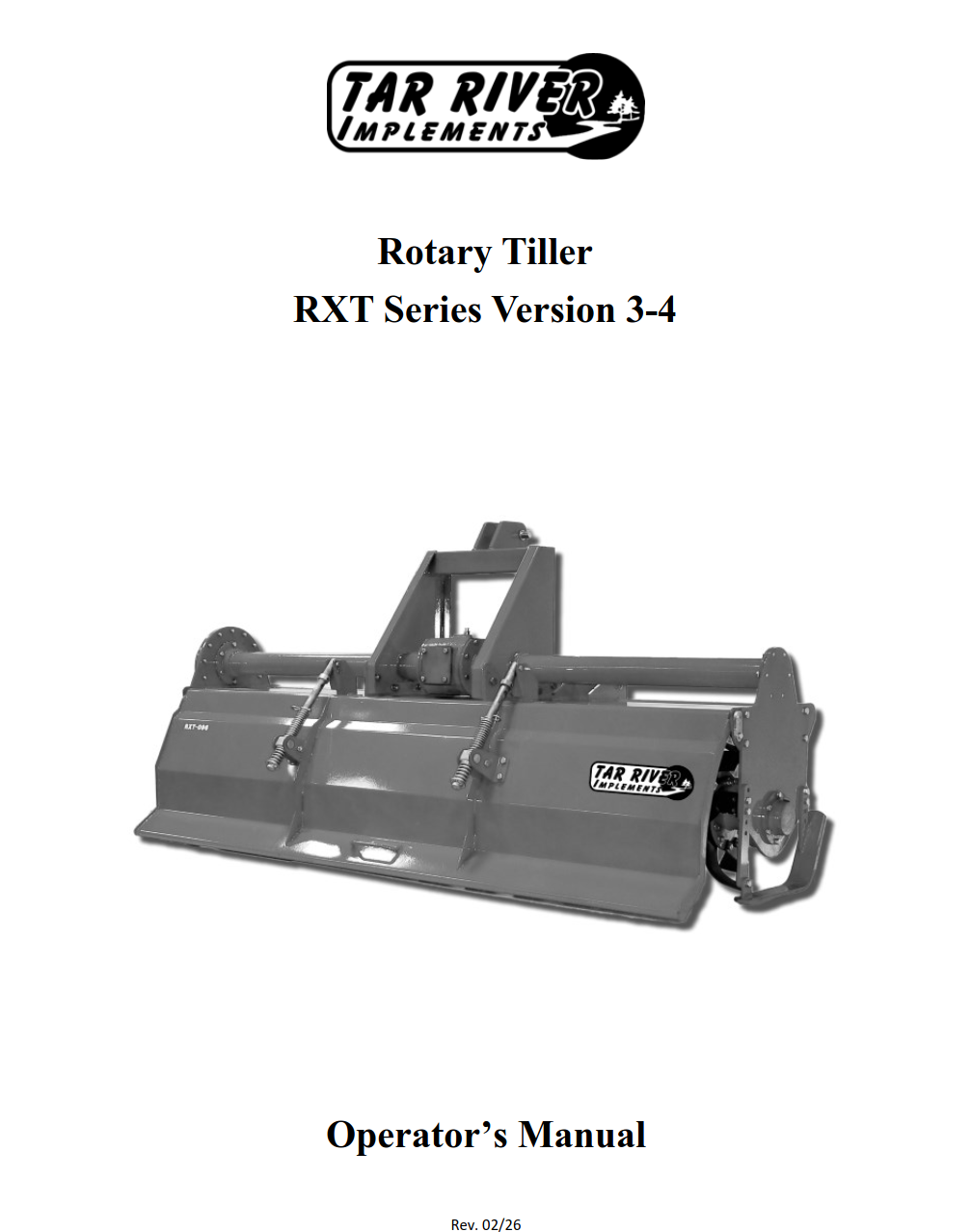 RXT Rotary Tiller Manual Version