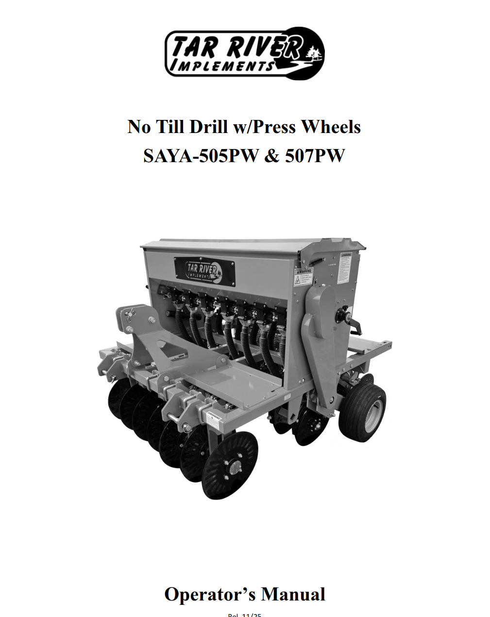 SAYA-505PW_507PW Press Wheel No-Till Drill Manual