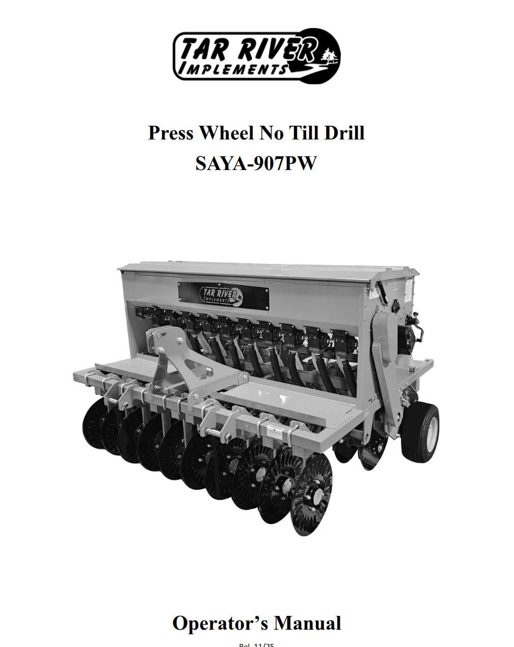 SAYA-907PW Press Wheel No-Till Drill Manual