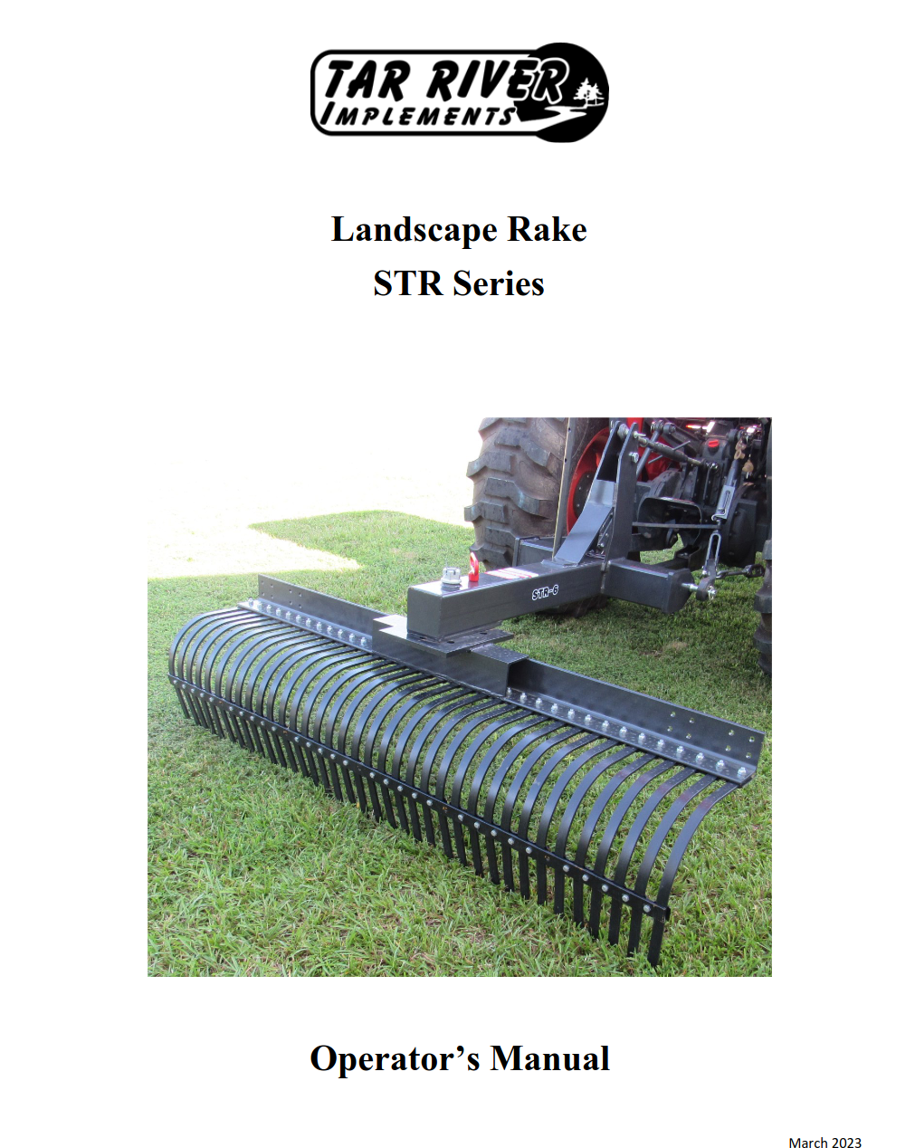STR 3-Point Landscape Rake Parts Manual