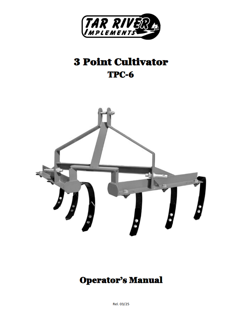 TPC 3 Point Cultivator Manual